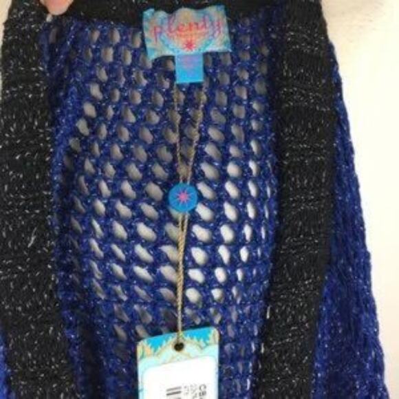 Plenty by Tracy Reese NWT Blue Open Weave Cardigan  Small - Picture 7 of 9